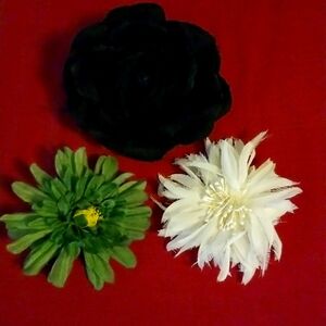 Trio of Floral fabric broaches